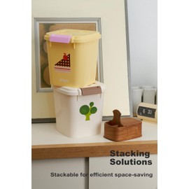 LivLab Mker Pet Food Storage Container, 5 lbs Dog Cat Treat Storage Bin with Lid, Dry Food Storage for Dog Treats, Cat Food, Cereal, Rice, Birds (4 lbs) - Yellow