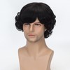 FATMAUI Short Black Curly Mens 70s 80s Wig Mustach with