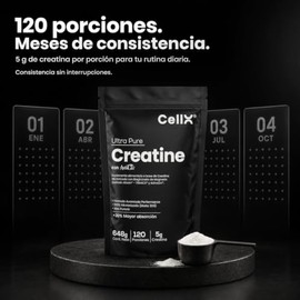 CellX | Creatina Monohidratada Micronizada con Magnesio Bisglicinato TRAACS® y AstraGin® | 5 g de Creatina por Porción | 120 Porciones | 648 g | Sin S