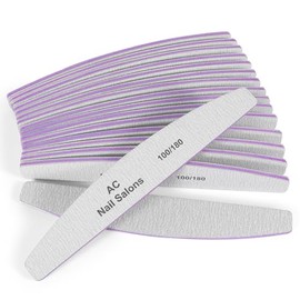 Lima de uñas: 100/180 Gritfor Nails, 10 unidades Zebra Double Side - Lima de uñas de dedo grueso para acrílico y gel de extensión, kit de manicura par