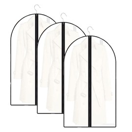 3pcs large Garment Covers, Suit Bag Dustproof Clothes Bags with Zip PEVA Translucent Dress Cover Waterproof Reusable Breathable Suit Protector Moth Proof Clothes Bags（60 x 100cm ）