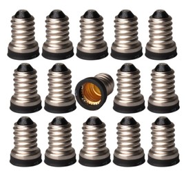 E-simpo® 15-Pack E14 to E12 Lamp Socket Adapter,E14 to E12 Lamp Base Converter,CE Rohs, Allow You Install E12 Chandelier Lamp into E14 Socket