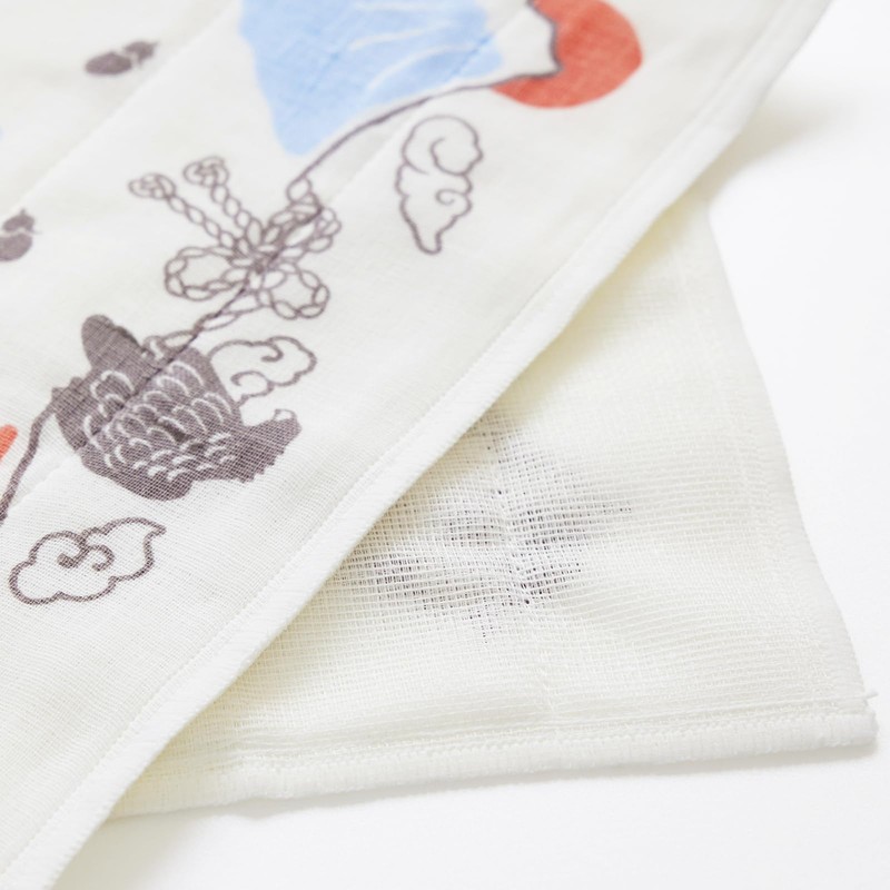 JIKAN STYLE 02162 Knotted Fabric Towel, Mt. Fuji Lucky, Individual