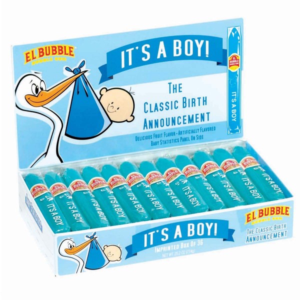Dubble Bubble It's a Boy! Blue Bubble Gum Gender Reveal Cigars (Pack of 36)
