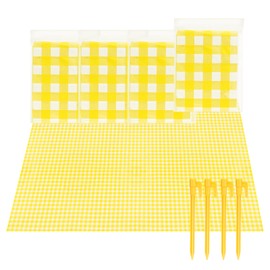 yuuzue 4 Pcs Disposable Outdoor Picnic Blankets 70.9''x70.9'' Portable Pocket Blanket Foldable Waterproof Picnic Mats Sandproof Beach Blanket with Ground Spikes for Beach Travel Hiking Camping
