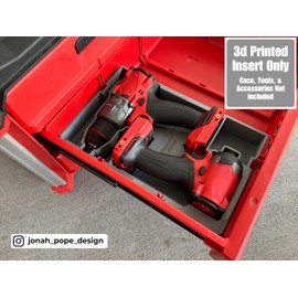 Jonah Pope Design 3d Printed Insert Designed for Milwaukee Packout Tool Box Drawer and M18 Drill and Impact Gen4 (Insert Only) (Black, Left)