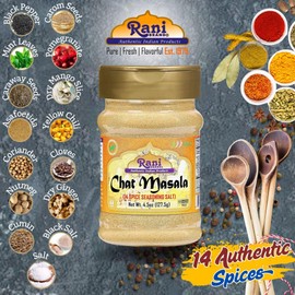 Rani Chat Masala (14 Spice Seasoning Salt) Tangy Indian Seasoning 4.5oz (127.5g) PET Jar ~ All Natural | No MSG | Vegan | No Colors | Gluten Friendly | NON-GMO | Kosher | Indian Origin