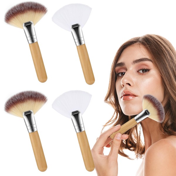 WJIAAA Fluffy Fan Brushes for Facials,4Pcs Esthetician Soft Bristle Face
