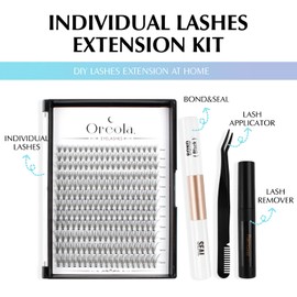 Oreola Individual Eyelashes Set Artificial Eyelashes Natural 228 Pieces Individual Eyelashes with Binding and Sealing 0.07D 20D 8-15 mm Eyelash Cluster with Remover, Applicator, DIY Eyelash Extensions