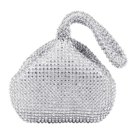 MAXQUU 1PC Rhinestone Evening Bag Silver Clutch Bag Women Clutch Retro Evening Bag Suitable for Party Wedding Banquet Cocktail Party, White