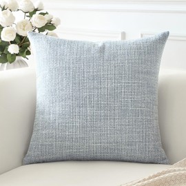 OTOSTAR Linen Throw Pillow Cover Set of 1 Decorative Square Pillowcases Cushion Covers 22x22 Inch for Home Decor Sofa Bedroom Car 55 x 55CM Blue Grey