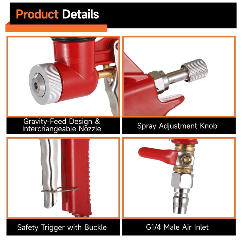 yeesport Drywall Texture Sprayer Hopper, Pneumatic Hopper Spray Gun with