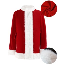 Earado Christmas Green Furry Monster Santa Costume for Men 7 PCS Deluxe Adult Santa Suit Xmas Holiday Outfit Set Include Mask 3XL