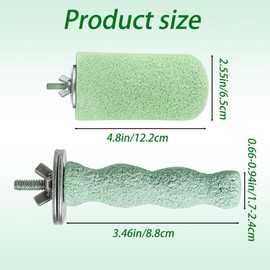 2 Pcs Parrot Perch, Bird Perch for Cage with Wavy and Ice Cream Design, Natural Beak and Nail Trimmer for Small Birds, Includes 2 Perches in Matcha Green