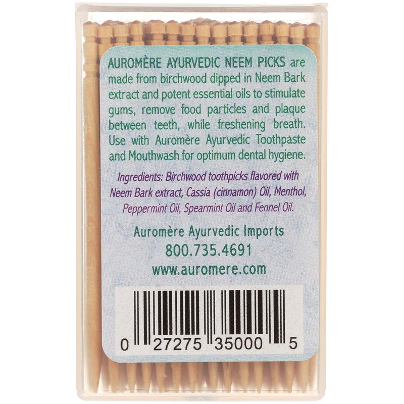 Auromere Ayurvedic Neem Toothpicks - Vegan, Natural, Non GMO, Made