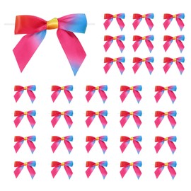 PATIKIL 30 Pcs Satin Ribbon Twist Tie Bows 3.5 Inch Small Craft Bows for DIY Gift Wrapping Champagne Bottle Wedding Christmas Birthday Decor, Dark Colors