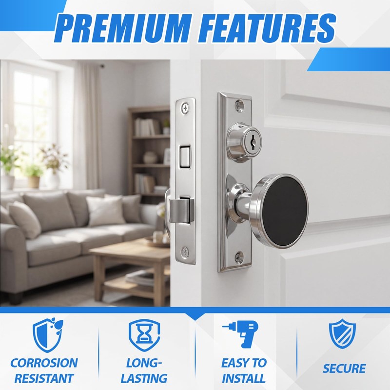 316 Stainless Steel Mortise Lock Set with Bolt, Heavy-Duty Marine