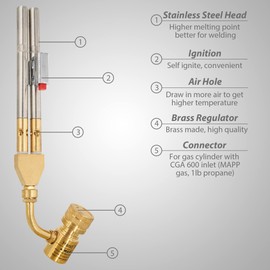 Double Head MAPP/Propane Torch Self Ignite Gas Welding Torch