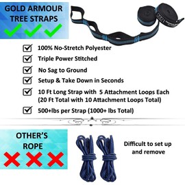 Gold Armour Camping Hammock - Portable Hammock Single Hammock Camping Accessories Gear for Outdoor Indoor Adult Kids, USA Based Brand (Seafoam)