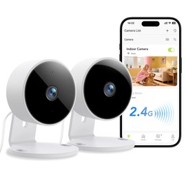 GNCC GC3 2-Pack Indoor Security Camera 1080P, CCTV Cameras for Home/Pet/Baby, Fixed Lens, Night Vision, 2 Way Audio, Motion/Sound Detection, APP Control,Works with Alexa & Google Home, 2.4GHz WiFi