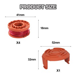 Spool Replacement Parts, Compatible with Worx Lawn Trimmers Replace CGT183A CGT18LA1 WG180 WG150 WG152 WG153 WG163 WA0010 Trimmer Spools(4 Spool+1 Cap)