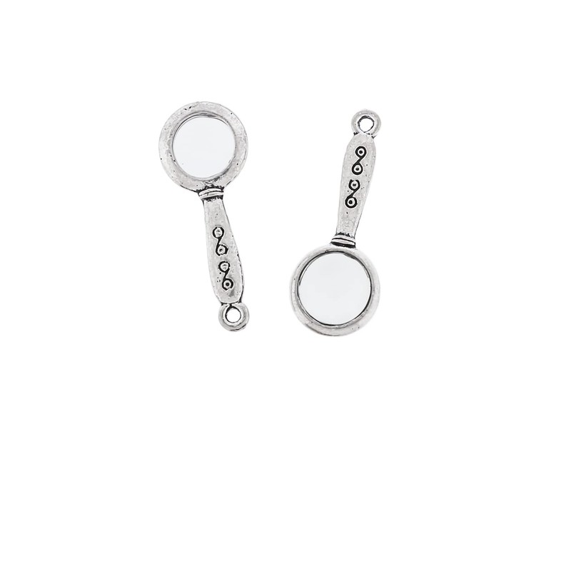 Bohemian Findings 4 Magnifying Glass Charms Antique Silver Tone Two