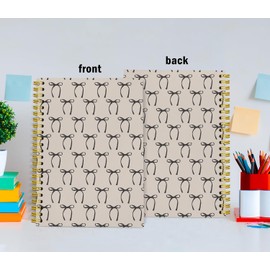 VONTP Coquette Black Bow Spiral Notebooks, Preppy Aesthetic Bow Lined Notebook Hardcover, Girly Preppy College Ruled Notebook Journal for Writing, Coquette Girly Office Supplies, 5.5x8.3