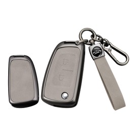 TECART Flip Key Car Key Case Fits Nissan Qashqai Juke J11 J12 F15 Maxima Altima Rogue Kicks Murano Birthday Gifts Leather Key Ring Protective Case 2/3/4 Buttons Grey A