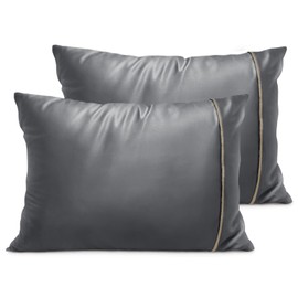Fittia Satin-Pillowcase Queen Size, Silk Satin Pillow Cases 2 Pack for Hair and Skin, Smooth and Soft with Envelope Closure, Dark Grey, 20x30''