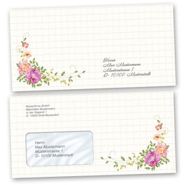 Envelopes Flowers & Blossoms Pack of 25 Envelopes DIN C6 (162 x 114 mm) Paper-Media