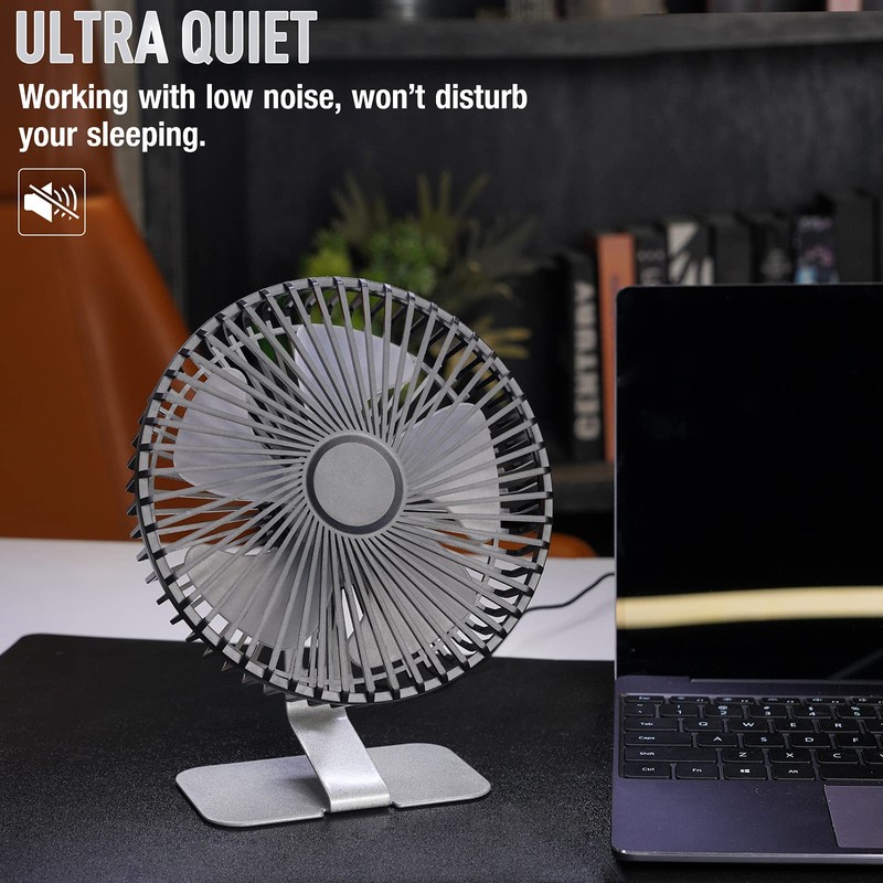 SLENPET 6 inch USB Desk Fan, Adjustable Tilt, 4 Speeds,
