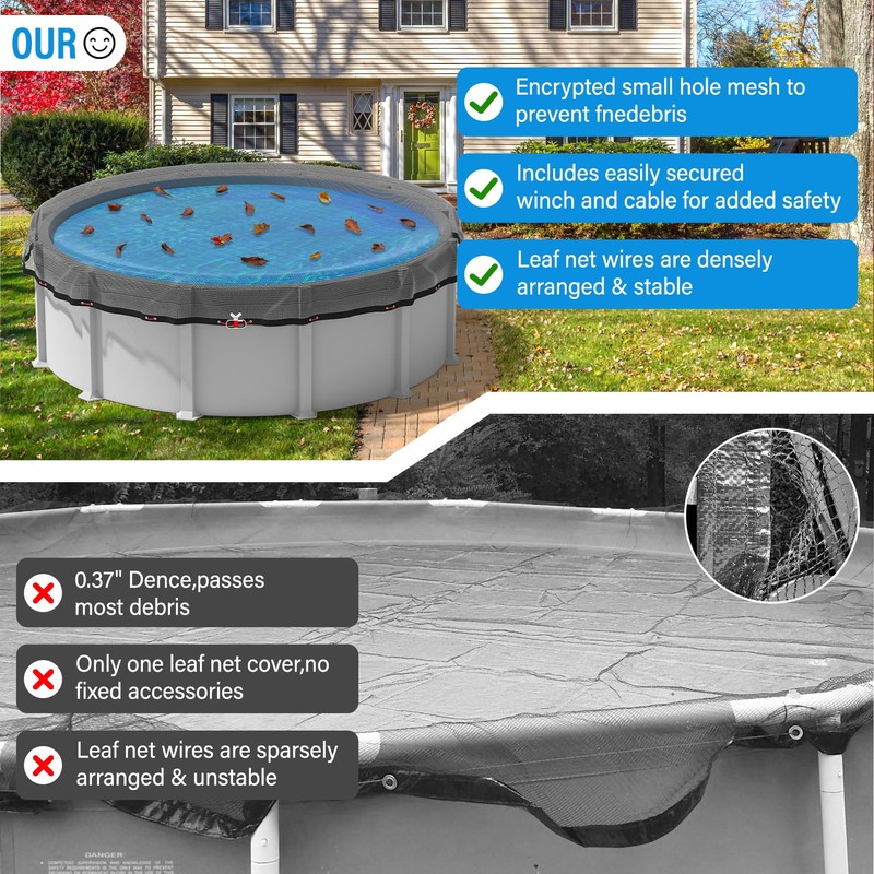 Pool Leaf Net Cover for 21 Ft,Leaf Net for Above