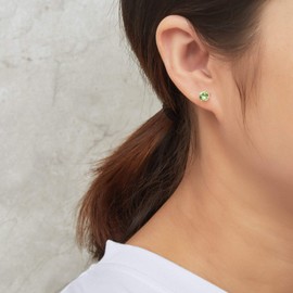 Philip Jones Sterling Silver Light Green Earrings Created with Zircondia® Crystals