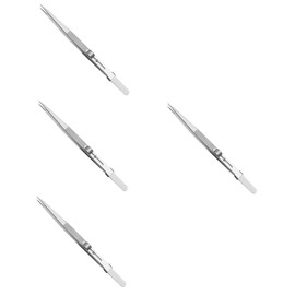 TEHAUX 4pcs Stainless Steel Jewelry Tweezers Precision Static Multipurpose Tongs for Gemstone and Coin Handling Ergonomic Design for Comfortable to Hold and Reduced Fatigue