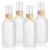 DMuuuDM 4-Pack 4 Oz Glass Spray Bottle with Bamboo Lid,Empty