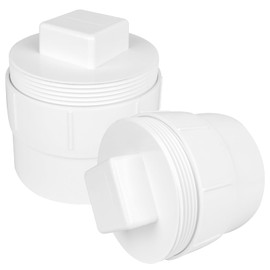 2 Pack 4" PVC Sewer Cleanout Adapter with Plug Pipe Fitting, UPOW DWV Flush Sewer Cleanout Cap Fit for 4 Inch Drainage Piping System, PVC Drain Covers for Outdoor Garden