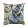 Koala Floral Van Gogh Style Eucalyptus Throw Pillow