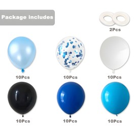 60 Pcs 12 Inch Blue and Black Latex Balloons Party Decorations Black Blue White Blue Confetti Balloons Includes 2 Ribbons Wedding Birthday Bridal Baby Shower Bachelorette Decor Supplies Girls Women