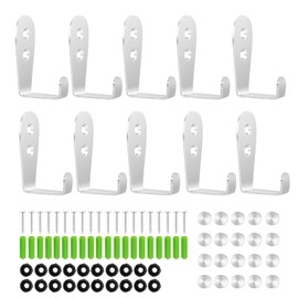 CGBE Coat Hooks for Wall, Heavy Duty Outdoor Hooks for Hanging Towel No Rust Outside Towel Hooks Wall Mounted with Screws and Anchor for Key, Towel, Bags, Cup, Hat (10 Pack Silver)