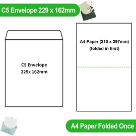 C5 229 x 162 mm 100gsm Self Seal Pocket Envelopes, No Window, Brown Mailing Envelopes, Greeting Card Invitation Envelopes for School Home Office Ecommerce - Pack of 100 C5BR100