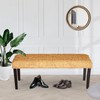 AV CONNECT Acacia Solid Wood Bench with Woven Water Hyacinth