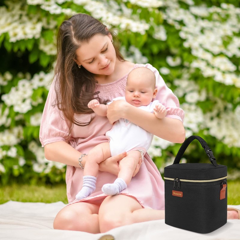 Mancro Breastmilk Cooler Bag Travel, Fits 4 Baby Bottles Up