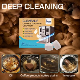 CLEARALIF Coffee Machine Cleaner Descaler Tablets, 24 Count, Unscented, Coffee Machine Descale Works With All Coffee Makers