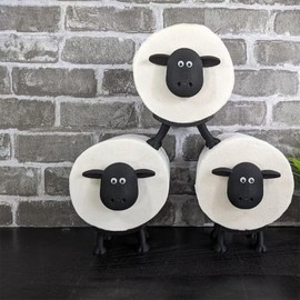 Sheep Toilet Roll Holder Funny Toilet Paper Holder,3D Printed Animal Decorative Toilet Paper Holders Free Standing Bathroom Set for Bathroom Shelf Table Counter Floor (1)