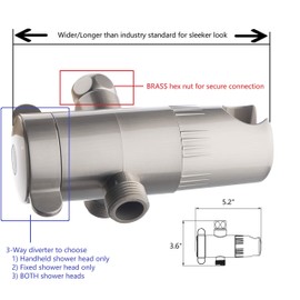 Ana Bath Anti-Clog High Pressure Big/Wide 6-Inch 3-Setting Dual Shower Head with Handheld Spray - Long 5 Foot Stainless Steel Shower Hose/Brass Connector/Spot Resist Brushed Nickel Finish SS3232CBN