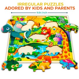 QUOKKA Wooden Africa Puzzles for Kids Ages 3-5 – 28 Pieces Toddlers Kids Puzzles Ages 4-8 Year Olds – Wood Africa Toys for Children 6-8 yo