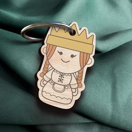 Freundin Geschenk - Kleine Koenigin Schlüsselanhänger handgemacht aus Holz, Glücksbringer, Prinzessin Anhänger, Mädchen Geschenk, Accessoire Mädchen, Queen, Hoheit, Majestät