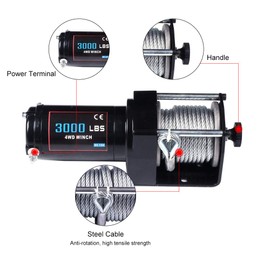 AUTOMUTO Electric Winch 12V 3000 lbs Winch Trailer Boat Truck SUV ATV Steel Rope with Wireless Remote Control Kit