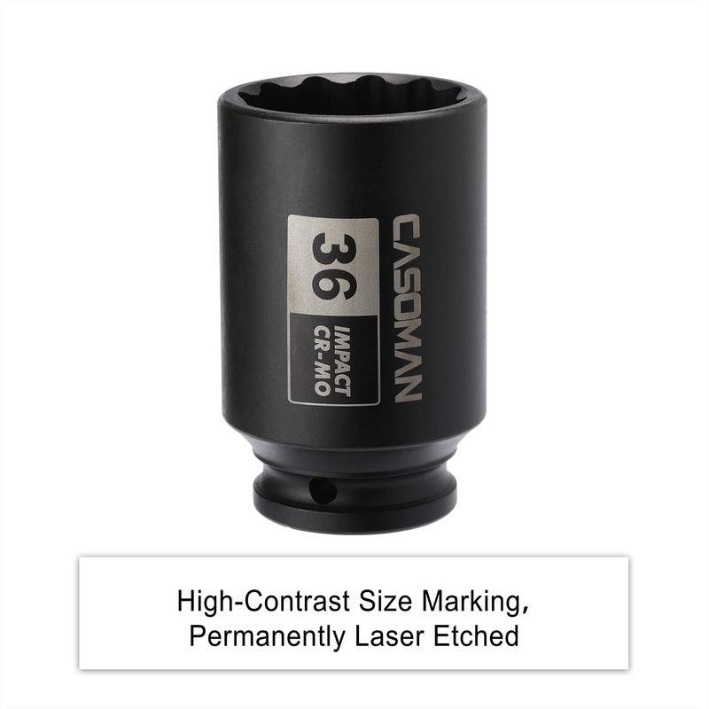 CASOMAN 1/2" Drive x 36 mm Deep 12 PT Impact