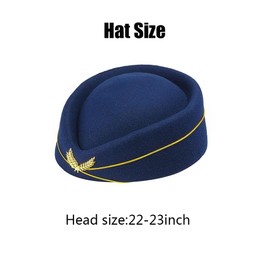 5Pcs Airline Stewardess Costume Accessories Set Womens Flight Attendant Hat Sunglasses Scarf Gloves Brooches (Blue)